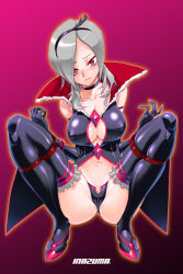 Rule 34 | 00s, 1girl, bdsm, black neckwear, blush, bondage, bound, breasts, choker, cleavage, covered erect nipples, eas (fresh precure!), elbow gloves, fresh precure!, gloves, grey hair, higashi setsuna, high heels, large breasts, precure, satou shouji, shiny clothes, shoes, skin tight, solo, spandex, spread legs, squatting, thighhighs