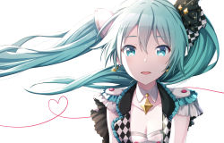 Rule 34 | 1girl, absurdres, aqua eyes, aqua hair, bad id, bad pixiv id, earrings, hair ornament, hatsune miku, highres, itogari, jewelry, long hair, looking at viewer, more more jump! (project sekai), more more jump! miku, project sekai, simple background, smile, twintails, very long hair, vocaloid, white background