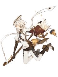 Rule 34 | 1boy, androgynous, baguette (food fantasy), blonde hair, book, floating, food fantasy, full body, highres, holding, holding weapon, jingzhongyin, looking at viewer, official art, pale skin, second-party source, solo, transparent background, weapon, yellow eyes