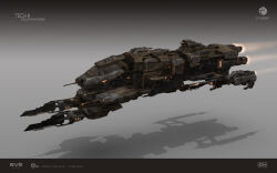 Rule 34 | advanced ship (eve online), artist name, commentary, company name, concept art, copyright name, cruiser (eve online), emblem, eve online, flying, georg hilmarsson, glowing, grey background, highres, logo, machinery, military vehicle, minmatar republic (eve online), no humans, official art, realistic, science fiction, shadow, spacecraft, strategic cruiser (eve online), tech 3 ship (eve online), thrusters, vehicle focus