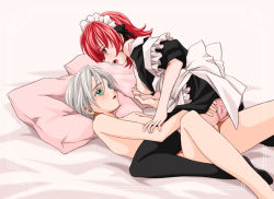 Rule 34 | alfa system, bed, clothed female nude male, clothed sex, green eyes, iria animi, maid, no bra, nude, panties, red eyes, red hair, ruca milda, sex, short hair, small breasts, tales of (series), tales of innocence, uncensored, underwear