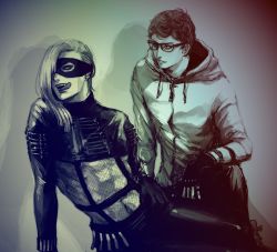 Rule 34 | 2boys, abs, curly hair, earrings, fingerless gloves, ghiaccio, glasses, gloves, greyscale, highres, hood, hoodie, jewelry, jojo no kimyou na bouken, male focus, mask, melone, meron nouka, monochrome, multiple boys, one eye covered, open mouth, profile, smile, tongue, tongue out
