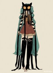 Rule 34 | 1girl, aqua hair, bare shoulders, blood, blood from mouth, blood on hands, bridal gauntlets, bridal legwear, brown skirt, dream tiger (govy9807), fur-trimmed skirt, fur trim, hatsune miku, highres, jewelry, living shadow, long hair, looking at viewer, parted lips, pleated skirt, possessed, red nails, sharp teeth, sharp toenails, skirt, sleeveless, solo, sv02chiyo, teeth, tendril, thighhighs, toe ring, toenails, twintails, very long hair, vocaloid, yellow eyes, zettai ryouiki