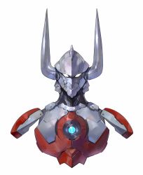 Rule 34 | 1boy, armor, father of ultra, highres, horns, male focus, portrait, power armor, science fiction, shimizu eiichi, solo, ultra series, ultraman (hero&#039;s comics), ultraman suit, white background, yellow eyes
