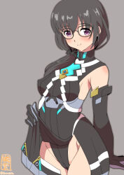 1girl alice_gear_aegis black-framed_eyewear brown_hair garyu_emi glasses oborogumo_takamitsu