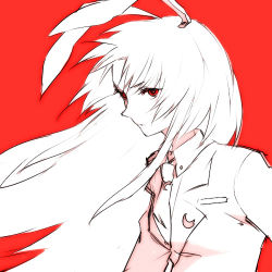 Rule 34 | 1girl, animal ears, egawa satsuki, female focus, imperishable night, lowres, monochrome, rabbit ears, red background, red eyes, red theme, reisen udongein inaba, simple background, solo, touhou