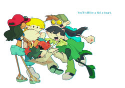 Rule 34 | 2girls, 3boys, ^ ^, numbuh 5, bald, black hair, blonde hair, bracelet, brown hair, cartoon network, clenched hand, closed eyes, codename: kids next door, dark skin, dress, earrings, english text, everyone, eyewear on head, goggles, hat, high heels, hogarth pennywhistle gilligan jr, numbuh 2, jewelry, numbuh 3, long hair, looking at another, midriff, multiple boys, multiple girls, numbuh 1, open mouth, parted lips, sandals, scrunchie, shorts, simple background, sunglasses, t k g, typo, numbuh 4, white background