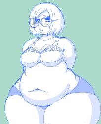 Rule 34 | 1girl, belly, bra, breasts, fat, glasses, large breasts, panties, short hair, sketch, solo, thick thighs, thighs, underwear, wide hips, woot
