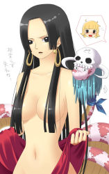 Rule 34 | boa hancock, breasts, censored, convenient censoring, hair over breasts, highres, long hair, nude, one piece, salome (one piece), snake