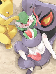 Rule 34 | 1girl, 2boys, absurdres, ajiwo, animal penis, arbok, arms behind back, bestiality, black eyes, blush, bob cut, body fur, bright pupils, censored, colored skin, constriction, creatures (company), drooling, erection, extra penises, fang, flat chest, forked tongue, from above, full body, furry, furry male, game freak, gardevoir, gen 1 pokemon, gen 3 pokemon, green hair, green skin, hair between eyes, half-closed eyes, heart, heart-shaped pupils, hetero, highres, hypno, hypnosis, indian style, looking at another, lying, mind control, mosaic censoring, mouth drool, multicolored skin, multiple boys, neck fur, nintendo, nose blush, on back, on ground, open mouth, pendulum, penis, pokemon, pokemon (creature), pussy, red eyes, restrained, saliva, sex, short hair, sitting, snake, spread legs, sweat, symbol-shaped pupils, tongue, tongue out, two-tone fur, two-tone skin, vaginal, veins, veiny penis, white fur, white pupils, white skin, yellow fur