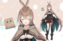 Rule 34 | 1girl, animated, azuuru, boots, brown eyes, brown hair, capelet, dagger, feather hair ornament, feathers, friend (nanashi mumei), hair ornament, hairclip, holocouncil, hololive, hololive english, knife, laughing, live2d, long hair, nanashi mumei, official art, rariemonn, smile, very long hair, video, virtual youtuber, weapon