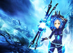 Rule 34 | 1girl, artist request, blue hair, collaboration, formal, frostblade irelia, ice, irelia, league of legends, pitui1996, riot games, self-upload, solo, suit, sword, weapon, yellow eyes