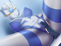 Rule 34 | 1boy, 1girl, breasts, covered erect nipples, game cg, giant, giantess, monster girl, princess x, pussy, spread legs