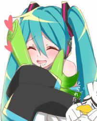 Rule 34 | 1boy, 1girl, aqua hair, bare shoulders, beak, bird, black sleeves, blush, creatures (company), crossover, crying, detached sleeves, drooling, closed eyes, food, game freak, gen 8 pokemon, hair ornament, happy, hatsune miku, headphones, heart, highres, holding, holding food, holding spring onion, holding vegetable, long hair, nintendo, open mouth, pokemon, pokemon (creature), sirfetch&#039;d, smile, spring onion, supo01, sweatdrop, tears, trait connection, translated, twintails, upper body, vegetable, very long hair, vocaloid, white bird, wiping tears