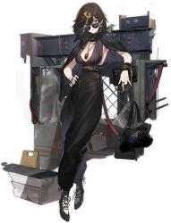 Rule 34 | 1girl, azur lane, bag, bangle, bird, black footwear, black hair, black pants, black shirt, blush, bracelet, breasts, cloak, earrings, elbow rest, full body, gebijiade 89, georgia (azur lane), georgia (south town pearl) (azur lane), gloves, hair ornament, halterneck, hand on own hip, handbag, heterochromia, high heels, holding, holding bag, jewelry, large breasts, leaning on object, long hair, looking at viewer, necklace, official alternate costume, official art, pants, parted lips, pink lips, ring, sash, shirt, sidelocks, solo, star (symbol), star earrings, sunglasses, transparent background, yellow eyes