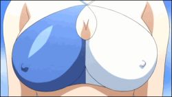 Rule 34 | 10s, animated, animated gif, beach, bi-chiku beach ~nangoku nyuujoku satsueikai~, bouncing breasts, breasts, cleavage, hoshizaki nanami, large breasts, lowres, t-rex (animation studio), undressing