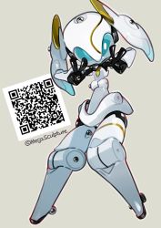 Rule 34 | 1girl, amiami, female focus, full body, looking at viewer, robot, simple background, solo, v