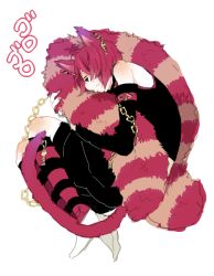 Rule 34 | 1boy, :3, animal ears, bad id, bad pixiv id, boris airay, cat boy, cat ears, cat tail, chain, closed eyes, detached sleeves, ear piercing, earrings, feather boa, fingernails, hair over one eye, heart no kuni no alice, jewelry, kneehighs, lying, male focus, on side, piercing, pink hair, pink socks, shorts, simple background, sketch, sleeping, socks, solo, striped clothes, striped socks, tail, tattoo, use (xxx5), white background