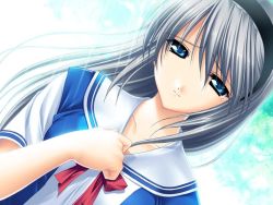 Rule 34 | 00s, 1girl, clannad, female focus, fumio (ura fmo), game cg, hairband, sakagami tomoyo, school uniform, serafuku, solo, tomoyo after