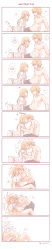 Rule 34 | 1boy, 1girl, absurdres, blonde hair, blue eyes, blush, grabbing another&#039;s breast, breasts, censored, clothes lift, comic, closed eyes, ezreal, french kiss, grabbing, headband, heart, hetero, highres, kiss, league of legends, long hair, long image, lux (league of legends), nakatokung, naked shirt, navel, panties, push down, shirt, shirt lift, topless male, short hair, sweat, tall image, translation request, underwear, white panties