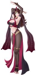 Rule 34 | 1girl, absurdres, alternate costume, armpits, barefoot, bodystocking, breasts, bridal gauntlets, brown hair, cleavage, commission, commissioner upload, dancer, dorothea arnault, feet, fire emblem, fire emblem: three houses, green eyes, highres, large breasts, long hair, looking at viewer, midriff, nail polish, navel, nintendo, official alternate costume, pollo1567, toeless legwear