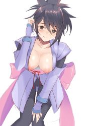 Rule 34 | 1girl, absurdres, bent over, black hair, breasts, brown eyes, female focus, fujibayashi sheena, happy, highres, large breasts, looking at viewer, nipples, ryumi-gin, smile, solo, tales of (series), tales of symphonia
