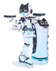 Rule 34 | &gt; o, :3, black bow, black bowtie, bow, bowtie, cheri zao, detached collar, extra arms, full body, highres, holding, humanoid robot, joints, kerfus, maid, maid day, mechanical parts, one eye closed, original, robot, robot joints, see-through, solo, wrist cuffs