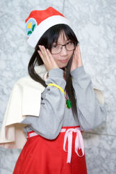 Rule 34 | ai, apron, cosplay, glasses, hat, photo (medium), popotan, santa hat, shiguma tsukinowa