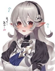 Rule 34 | 1girl, absurdres, armor, blush, corrin (female) (fire emblem), corrin (fire emblem), fire emblem, fire emblem fates, grey hair, hairband, highres, kita 282, long hair, looking at viewer, nintendo, open mouth, pointy ears, red eyes, solo, upper body