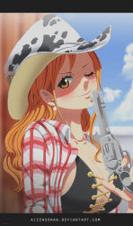 Rule 34 | breasts, cowgirl (western), highres, large breasts, nami (one piece), non-web source, one piece, tagme