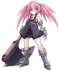 Rule 34 | 1girl, axe, belt, blue eyes, boots, breasts, commentary request, elbow gloves, full body, gloves, highres, holding, holding axe, karukan (monjya), long hair, looking at viewer, parted lips, pink hair, presea combatir, small breasts, solo, tales of (series), tales of symphonia, twintails, weapon