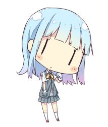 Rule 34 | 10s, 1girl, blue hair, blush stickers, chibi, hatsukaze (kancolle), kantai collection, long hair, looking at viewer, lowres, pleated skirt, school uniform, skirt, solo, tunamayochan, | |