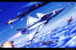 Rule 34 | ace combat, ace combat zero, aerial battle, afterburner, aircraft, airplane, battle, cloud, commentary, contrail, crushing, day, debris, explosion, f-14, fighter jet, fire, flying, jet, letterboxed, military, military vehicle, missile, no humans, realistic, saab gripen, sky, vehicle focus, war, zephyr164