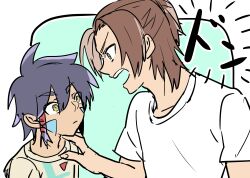 Rule 34 | 2boys, absurdres, brown hair, daimon masaru (digimon savers), digimon, highres, looking at another, multiple boys, noguchi ikuto, open mouth, yellow eyes