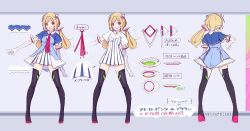 Rule 34 | 1girl, aki rosenthal, aki rosenthal (1st costume), azumi akitake, black thighhighs, blonde hair, bob cut, boots, character name, character sheet, cropped jacket, detached hair, dress, elbow gloves, from behind, full body, gloves, hair ornament, hololive, long hair, looking at viewer, low twintails, multiple views, necktie, official art, open mouth, parted bangs, purple eyes, short dress, short sleeves, shrug (clothing), standing, thigh boots, thighhighs, thighs, twintails, virtual youtuber, zettai ryouiki