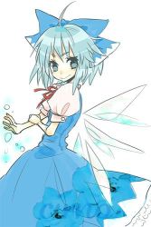 Rule 34 | 1girl, bad id, bad pixiv id, bow, cirno, embodiment of scarlet devil, female focus, from side, lowres, solo, touhou, wings