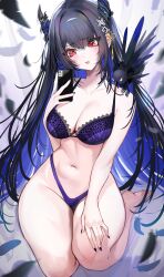 Rule 34 | 1girl, absurdres, black hair, blue hair, bra, breasts, cellphone, hair ornament, highres, hololive, hololive english, large breasts, long hair, mole, mole under eye, multicolored hair, nail polish, navel, nerissa ravencroft, panties, phone, red eyes, rosebell, shadow (nerissa ravencroft), solo, thick thighs, thighs, two-tone hair, underwear, virtual youtuber, wide hips