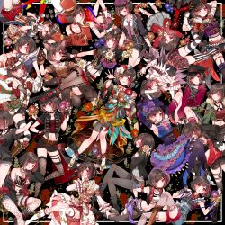 Rule 34 | 6+girls, :o, :s, adjusting eyewear, aged down, animal collar, animal ears, animal hands, arm up, armpits, arms up, asymmetrical legwear, badge, bag, bandage over one eye, bandaged arm, bandages, bang dream!, bare shoulders, basket, belt, beret, between legs, black choker, black collar, black footwear, black gloves, black hair, black headwear, black jacket, black neckwear, black socks, blue footwear, blue gloves, blue legwear, blue ribbon, blush, bob cut, boots, bouquet, bracelet, breasts, calling card, capelet, card, cardigan, choker, claw pose, cleavage, cleavage cutout, cloak, closed eyes, clothing cutout, collar, collarbone, collared shirt, corsage, costume chart, covering own mouth, criss-cross halter, crop top, denim, denim shorts, detached sleeves, dog ears, dress, dress shirt, earrings, elbow gloves, eyewear on head, fedora, fingerless gloves, fishnet pantyhose, fishnets, flower, frilled dress, frilled sleeves, frills, fur-trimmed jacket, fur-trimmed sleeves, fur trim, gloves, green jacket, hair bun, hair flower, hair ornament, hair ribbon, hairclip, halterneck, hand between legs, hand on own hip, hat, hat flower, head rest, high heel boots, high heels, highres, holding, holding bouquet, holding card, holding sack, jacket, japanese clothes, jewelry, kimono, kneehighs, lock, looking at viewer, low ponytail, mamaloni, midriff, mismatched legwear, mitake ran, multicolored hair, multiple girls, multiple persona, navel, neckerchief, necklace, necktie, o-ring, o/, one eye closed, orange flower, outstretched arms, outstretched hand, overalls, padlock, padlocked collar, paint stains, pantyhose, pantyhose under shorts, paw gloves, peaked cap, pink flower, plaid, plaid headwear, plaid skirt, purple eyes, purple headwear, purple neckwear, red cardigan, red choker, red eyes, red flower, red hair, red legwear, red shirt, red shorts, ribbed legwear, ribbed sweater, ribbon, robe, sack, sailor collar, sailor dress, santa costume, santa hat, school uniform, serafuku, shako cap, shirt, short hair, short shorts, short sleeves, shorts, single hair bun, skindentation, skirt, smile, socks, steepled fingers, streaked hair, striped clothes, striped legwear, striped neckwear, striped ribbon, striped shorts, striped thighhighs, studded, suspenders, sweater, sweater jacket, tassel, tears, thigh strap, thighhighs, torn clothes, track suit, two-tone hair, uneven legwear, variations, vertical-striped clothes, vertical-striped legwear, vertical-striped shorts, vertical-striped thighhighs, vest, white flower, white footwear, white shirt