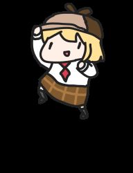 Rule 34 | 1girl, animated, animated gif, blonde hair, chibi, commentary, detective hat, ground pound, hat, highres, hololive, hololive english, solo, transparent background, virtual youtuber, walfie, watson amelia