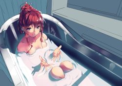 Rule 34 | 1girl, bathing, bathtub, blue eyes, breasts, hiwatari makoto, nude, original, parted lips, red hair, ryuji (ikeriu), solo, water, wet