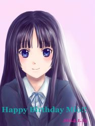 Rule 34 | 1girl, akiyama mio, bad id, bad pixiv id, black hair, blue eyes, happy birthday, k-on!, kaoru (shunran), long hair, school uniform