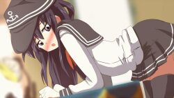 Rule 34 | akatsuki (kancolle), animated, animated gif, convenient censoring, hangaku, implied sex, purple eyes, purple hair, sailor collar, school uniform, serafuku, tagme, thighhighs
