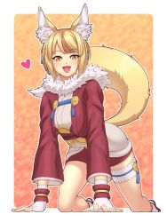 Rule 34 | 1girl, animal ears, blonde hair, fire emblem, fire emblem fates, fox ears, fox girl, fox tail, fur collar, ibushi (oath), japanese clothes, kneeling, looking at viewer, nintendo, sandals, selkie (fire emblem), slit pupils, smile, solo, tail, yellow eyes