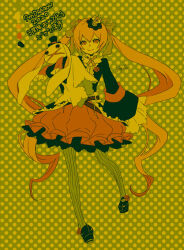 Rule 34 | 1girl, 7th dragon (series), 7th dragon 2020, anniversary, armband, black jacket, blonde hair, bow, chelsea (7th dragon), closed mouth, commentary request, cross tie, crown, dated, flower, frilled skirt, frills, full body, gothic lolita, green background, hacker (7th dragon), hair between eyes, hair bow, hand up, holding, holding stuffed toy, jacket, kotoraya, limited palette, lolita fashion, long hair, mini crown, pantyhose, polka dot, polka dot background, rose, signature, skirt, sleeves past fingers, sleeves past wrists, smile, solo, striped bow, striped clothes, striped pantyhose, stuffed animal, stuffed rabbit, stuffed toy, twintails, vertical-striped clothes, vertical-striped pantyhose, very long hair