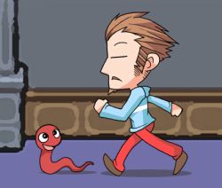 Rule 34 | beard, brown hair, duster (mother), facial hair, lowres, male focus, mother (game), mother 3, mustache, nintendo, rope snake, smile, solo