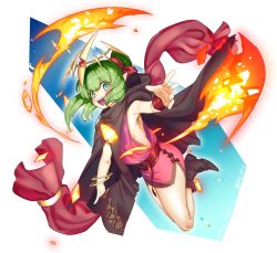 Rule 34 | 1girl, cape, circlet, dress, fire, fire emblem, fire emblem: mystery of the emblem, fire emblem heroes, full body, green eyes, green hair, hair ornament, highres, long hair, nintendo, open mouth, pink dress, pointy ears, ponytail, rx hts, short dress, simple background, solo, stone, tiara, tiki (fire emblem), tiki (young) (fire emblem)