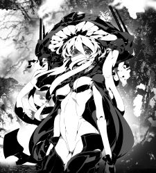 Rule 34 | 10s, 1girl, abyssal ship, bodysuit, gloves, greyscale, hair ornament, highres, kantai collection, kugimiya atsuki, long hair, looking at viewer, monochrome, personification, solo, wo-class aircraft carrier
