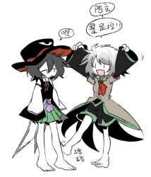 Rule 34 | androgynous, arms up, barefoot, black hair, black headwear, black shorts, black sleeves, brown coat, chinese commentary, chinese text, coat, collared shirt, colored skin, commentary request, enraku tsubakura, full body, green hakama, grey hair, hakama, hakama short skirt, hakama skirt, hat, houlen yabusame, japanese clothes, layered sleeves, len&#039;en, ling s, long sleeves, no nose, open mouth, other focus, purple trim, shirt, short hair, short over long sleeves, short sleeves, shorts, simple background, sketch, skirt, sleeveless, sleeveless shirt, sleeves past fingers, sleeves past wrists, smile, toes, translation request, white background, white shirt, white skin, white sleeves