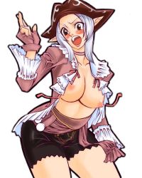 Rule 34 | 00s, 1girl, blush, breasts, brown eyes, brown hat, coat, covered erect nipples, elf, elvaan, final fantasy, final fantasy xi, hat, large breasts, nipples, open clothes, open coat, pointy ears, shiri hime, shirihime, solo, white hair