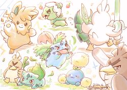 Rule 34 | beak, brown eyes, bulbasaur, capsakid, claws, closed eyes, closed mouth, creatures (company), dated, farfetch&#039;d, galarian farfetch&#039;d, game freak, gen 1 pokemon, gen 2 pokemon, gen 8 pokemon, grass, green eyes, holding, ivysaur, jumpluff, leaf, nintendo, open mouth, pawmot, pokemon, pokemon (creature), red eyes, shield, signature, sirfetch&#039;d, smile, sword, syurigame, twitter username, unibrow, walking, weapon